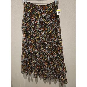 Ted Baker Women's Floral A-Line Midi Skirt Size 4 Multicolor